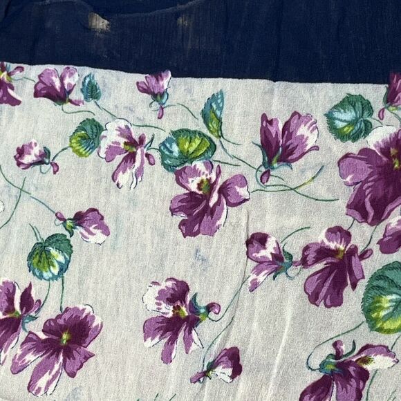 Vintage Scarf Neck Bag Purple Violet Flower Semi Sheer White Blue Romantic Fairy - Picture 5 of 5
